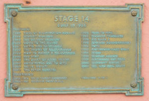 Plaque outside Stage 14 (September 2008)