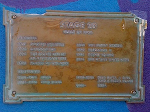 Plaque outside Stage 20 (September 2008)