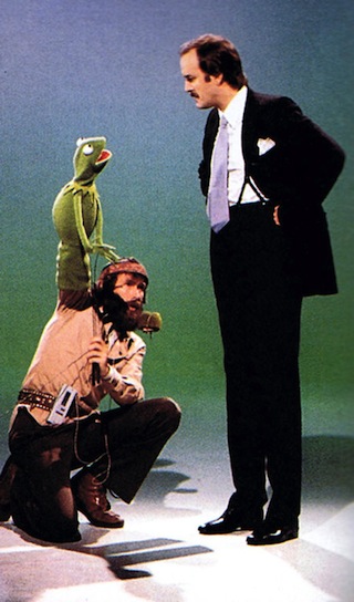 Jim Henson, Kermit the Frog, John Cleese at a Muppet Show taping
