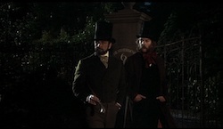 First Great Train Robbery - Stills - 3 - Sean Connery and Donald Sutherland outside No.6, named Heatherdene, adjacent to Heatherden Hall on the Pinewood Studios lot