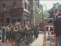 Newsies Stills - 6 - Newsies in production on New York Street (still from DVD featurette, 1991)