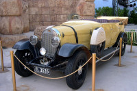 The car featured in the Mummy movies, seen in March 2003 outside The Mummy Returns. This car can now be seen as part of the Transportation Department display on the Studio Tour. Photo by Doug Bull