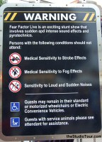 Warning sign outside Fear Factor Live (April 2007)