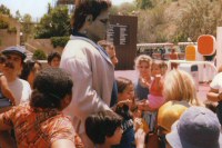Frankenstein's Monster terrorising visitors getting on the tram in 1978 - photo by John Crystal