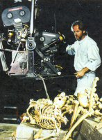 Director James Cameron with the massive 3D camera (from TCI, October 1996, &copy; Universal Studios Florida)