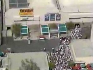 People being evacuated from Backdraft building following fire on the roof